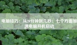 电脑技巧：从20分钟到几秒：七个方面加速电脑开机启动