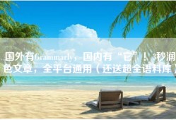 国外有Grammarly，国内有“它”！3秒润色文章，全平台通用（还送超全语料库）
