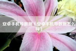 安卓手机导数据（安卓手机导数据怎么导）