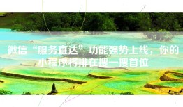 微信“服务直达”功能强势上线，你的小程序将排在搜一搜首位