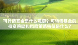 可转债基金是什么意思？可转债基金的投资策略和风险策略特征是什么？