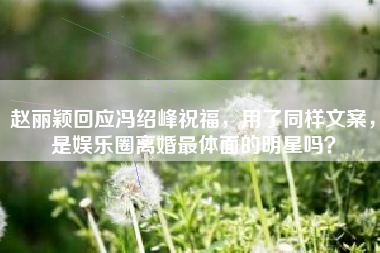 赵丽颖回应冯绍峰祝福,用了同样文案,是娱乐圈离婚最体面的明星吗? 赵丽颖回应冯绍峰祝福,用了同样文案,是娱乐圈离婚最体面的明星吗?