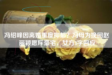 冯绍峰因离婚重度抑郁？冯母为挽回赵丽颖愿斥豪宅，女方3字回应