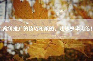 竞价推广的技巧和策略，让您事半功倍！