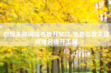百度关键词排名提升软件-免费百度关键词排名提升工具