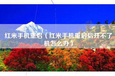 红米手机重启（红米手机重启后开不了机怎么办）